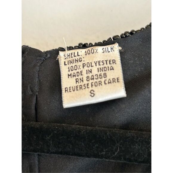 Lawrence Kazar Vintage Beaded Silk Lined Evening Dress Womens Black Size Small - Picture 7 of 10